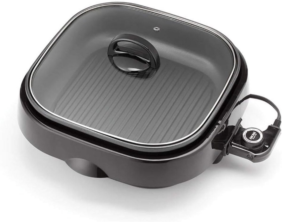 3-in-1 Super Pan met Grillplaat - 4 Kwarts Zwart