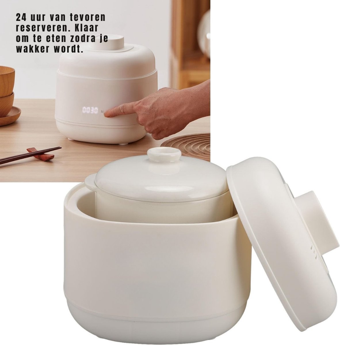 Groupe SEB DYNA® Slowcooker met Timer - Wit - 23cm x 23cm x 22cm - afbeelding 2