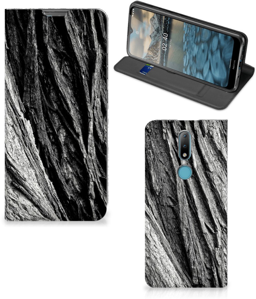 Book Wallet Case Nokia 2.4 Boomschors Grijs