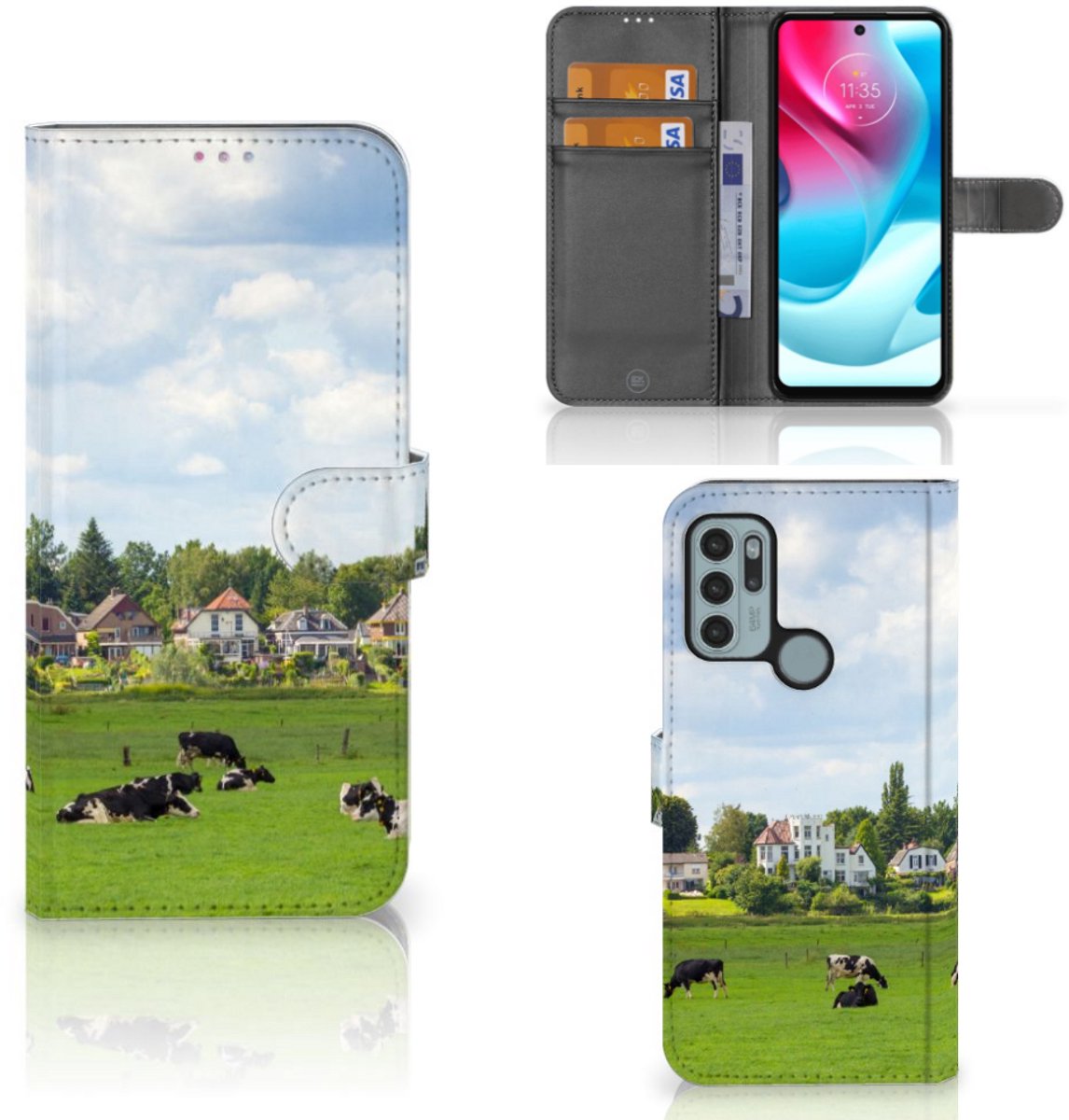 Motorola Moto G60s Telefoonhoesje met Pasjes Koeien