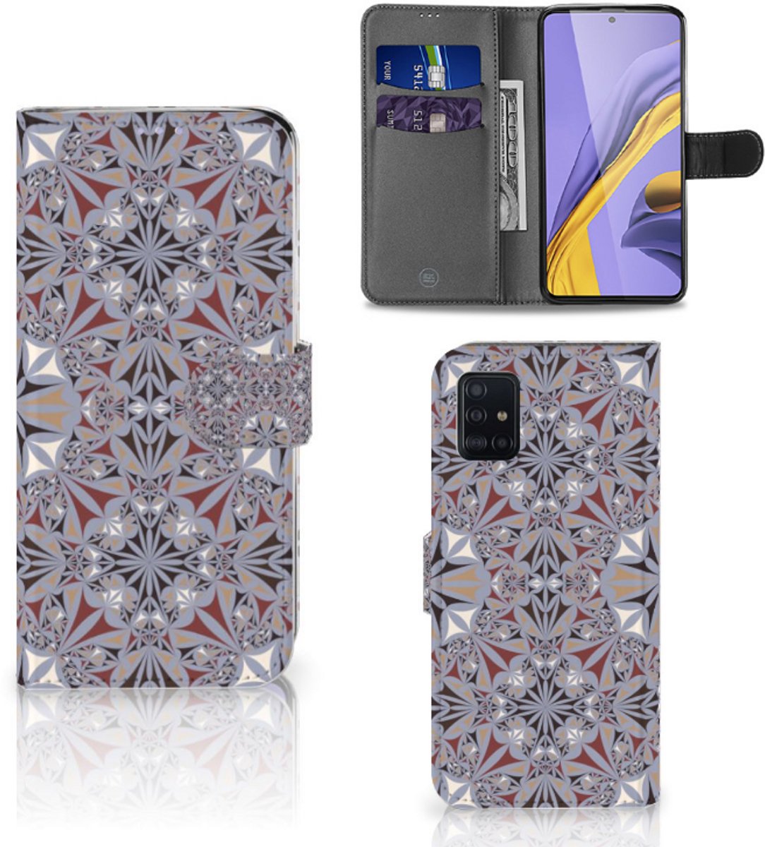 Samsung Galaxy A51 Bookcase Flower Tiles