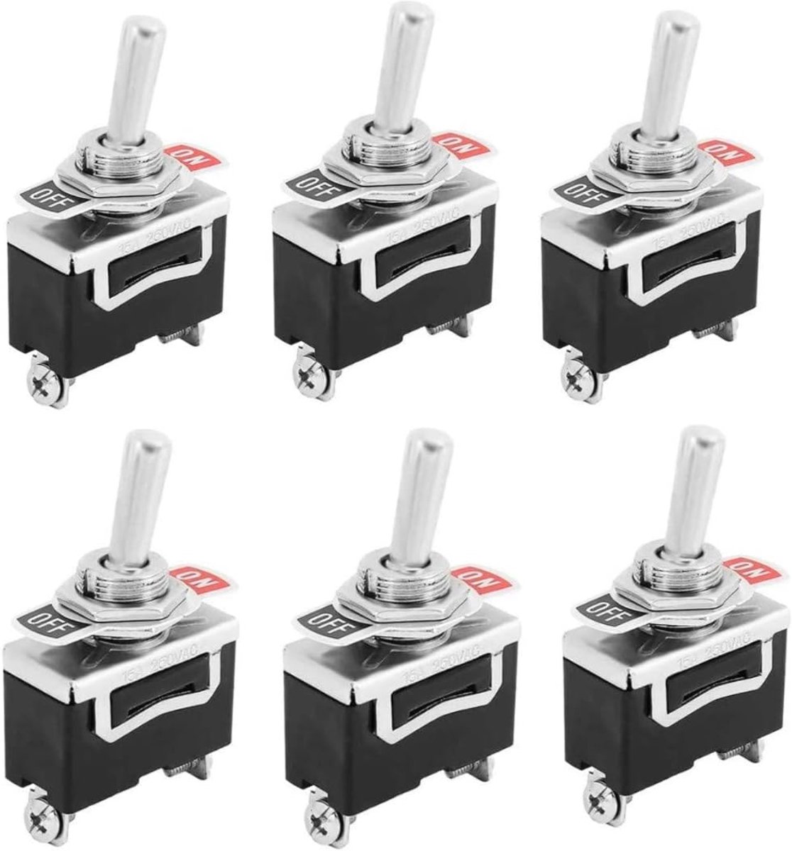 6 stuks 2-pins tuimelschakelaar AC 220V 20A voor auto en vaartuigen