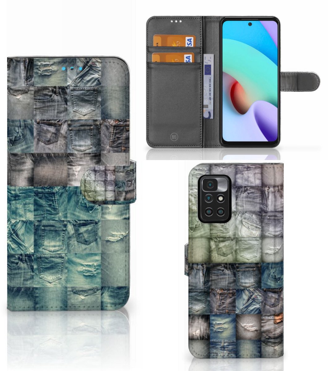 Boekhoesje voor Wallet Case met Pasjes Xiaomi Redmi 10 Spijkerbroeken
