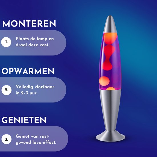 Lighto Lavalamp - Paarse Vloeistof met Gele Lava - voor Kinderen - Zilver van Lighto — afbeelding 2