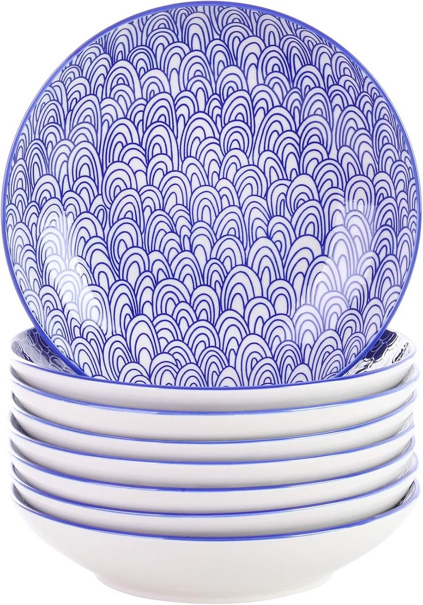8-delige set diepe soepborden van aardewerk - Ø 21,5 cm en 700 ml