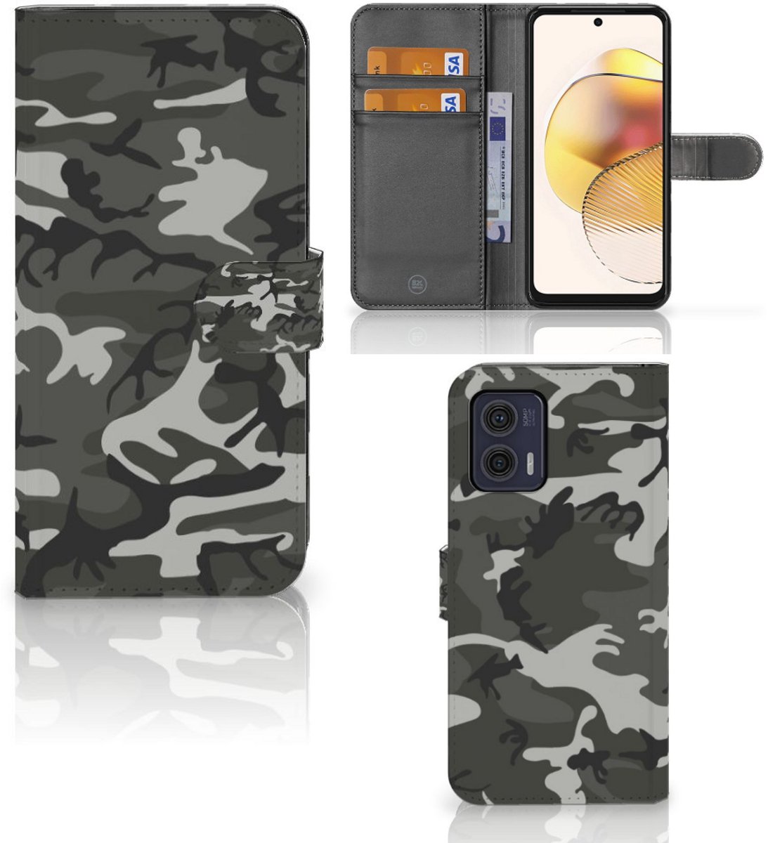 Book Case voor Motorola Moto G73 Telefoon Hoesje Army Light