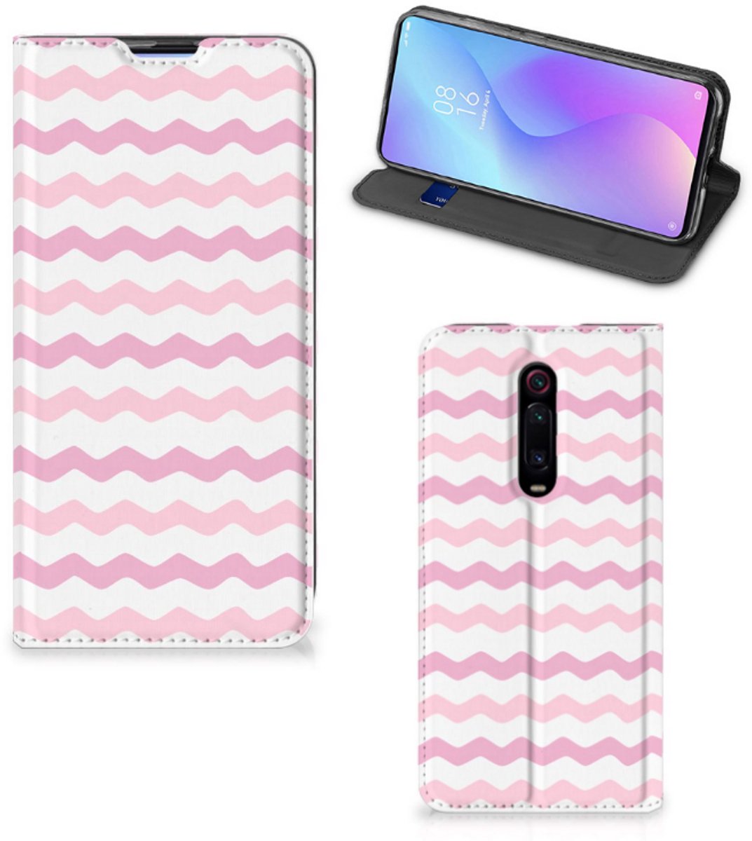 Xiaomi Redmi K20 Pro Hoesje met Magneet Waves Roze