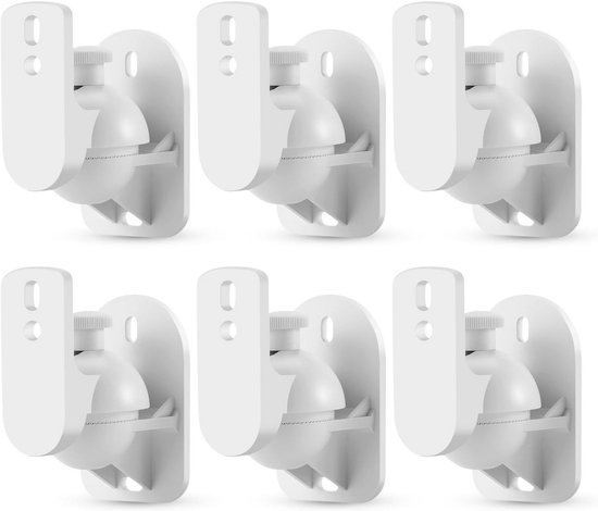Universele satellietluidspreker wandbeugel set 6x wit, verstelbare plafondsteun voor surround sound, max 5,5 kg