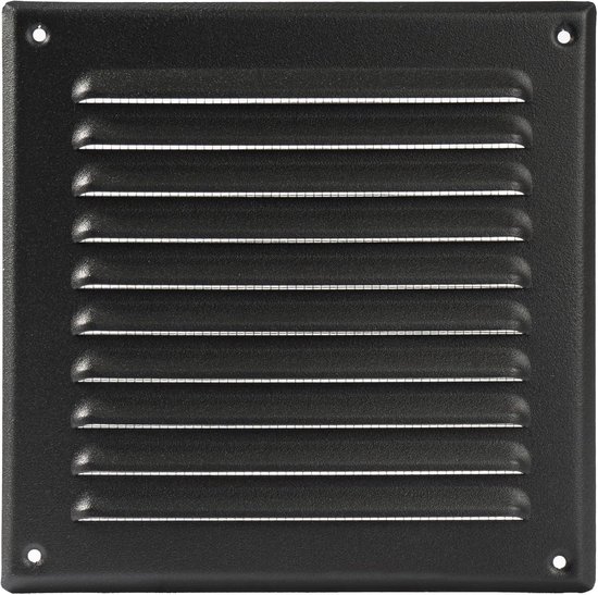 Vierkant ventilatierooster van zwart metaal 15,2 x 15,2 cm voor