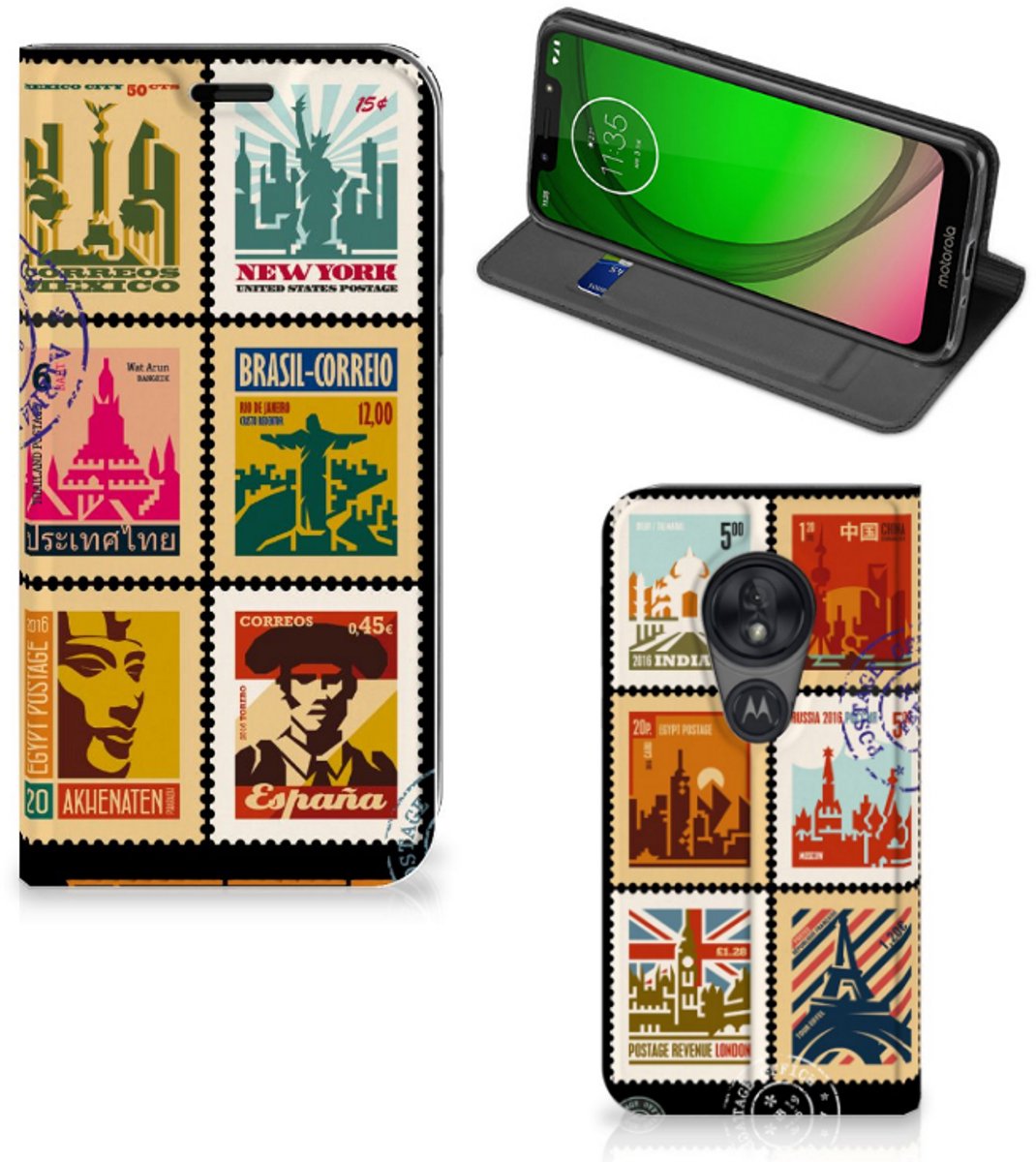 Motorola Moto G7 Play Book Cover Postzegels