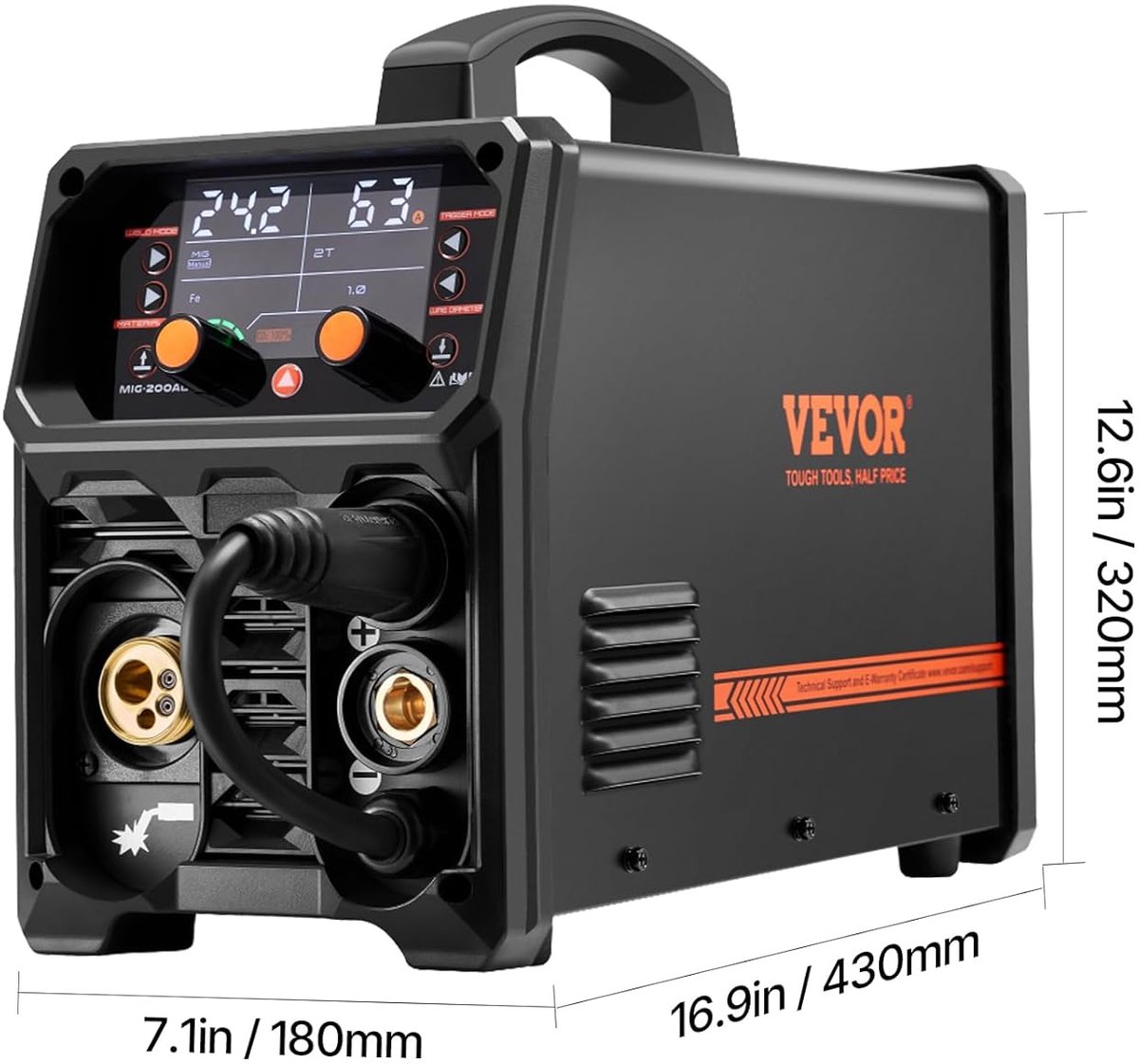 MIG-Lasapparaat - 200A - 5-in-1 Synergetische Lasmachine - Gasloos Lassen - IGBT-Invertertechnologie - Draagbaar Lasapparaat - LCD-Display - Voor Doe-het-zelver en Professional - MIG / MMA / Lift-TIG Geschikt - Compact en Krachtig - Complete Lasset – foto 2