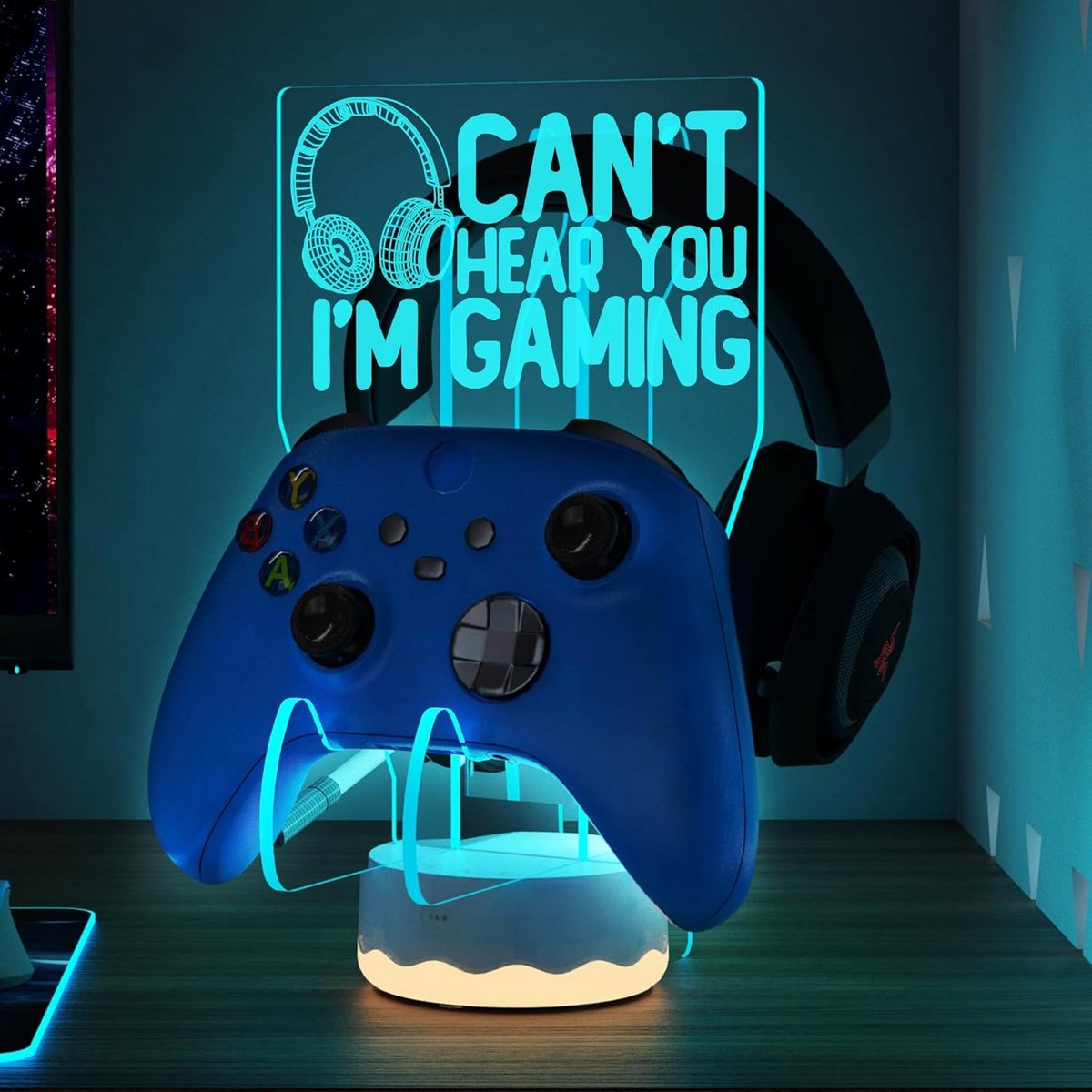 Oplichtende headset en controllerstandaard met 16 kleuren 3D LED-verlichting