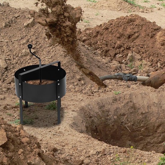 Handmatig draaibare bodemzeef Ø41cm Tuincompostzeefset met handvat & gaaszeefpan Metalen tuinzeef Fijnmazige zeef Handmatige zeef voor aarde, stenen, zand en vuil NAIZY van Merkloos	 — afbeelding 3