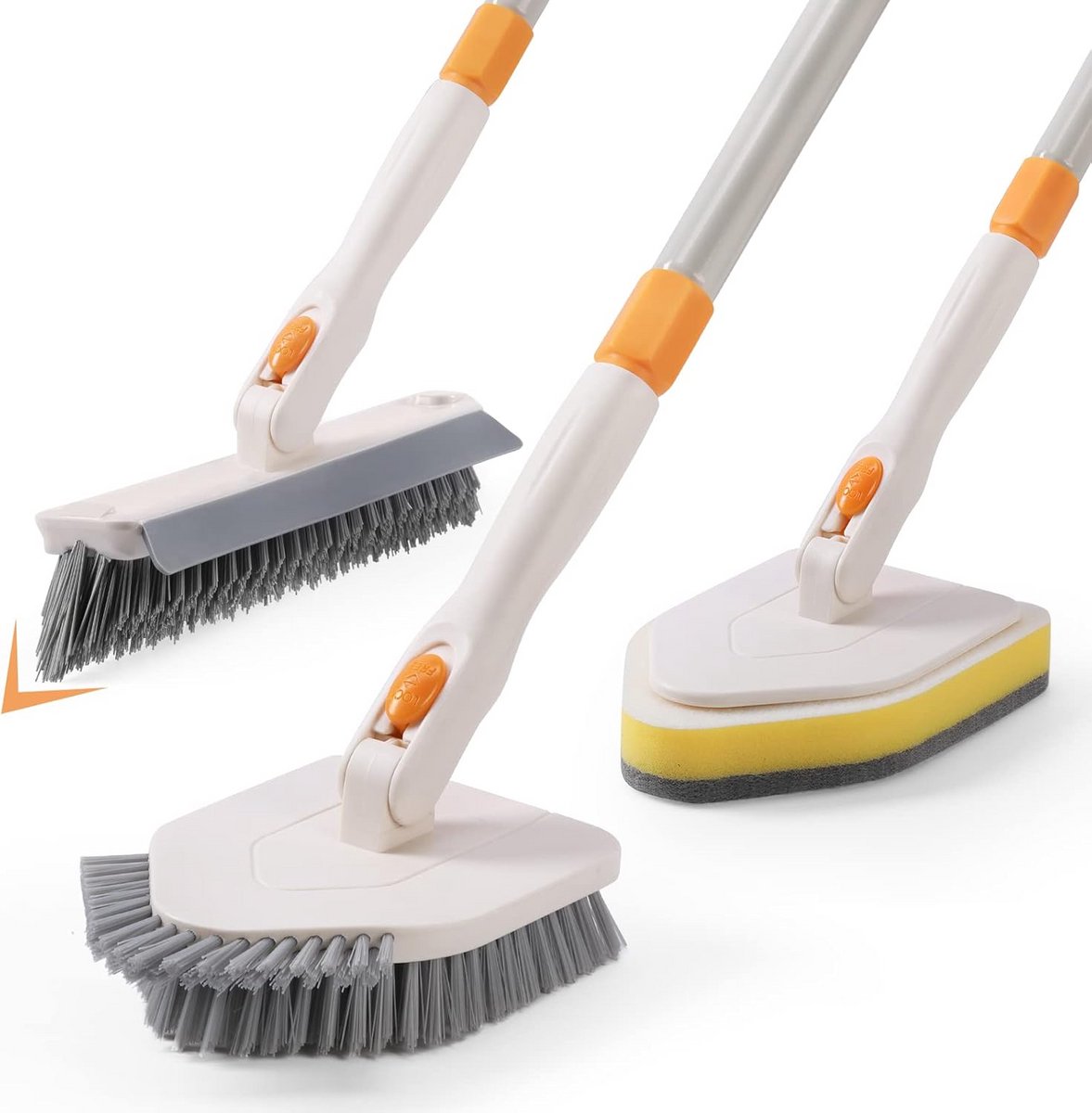 3-in-1 Douche Scrubber met Lange Handvat voor Badkamer en Keuken