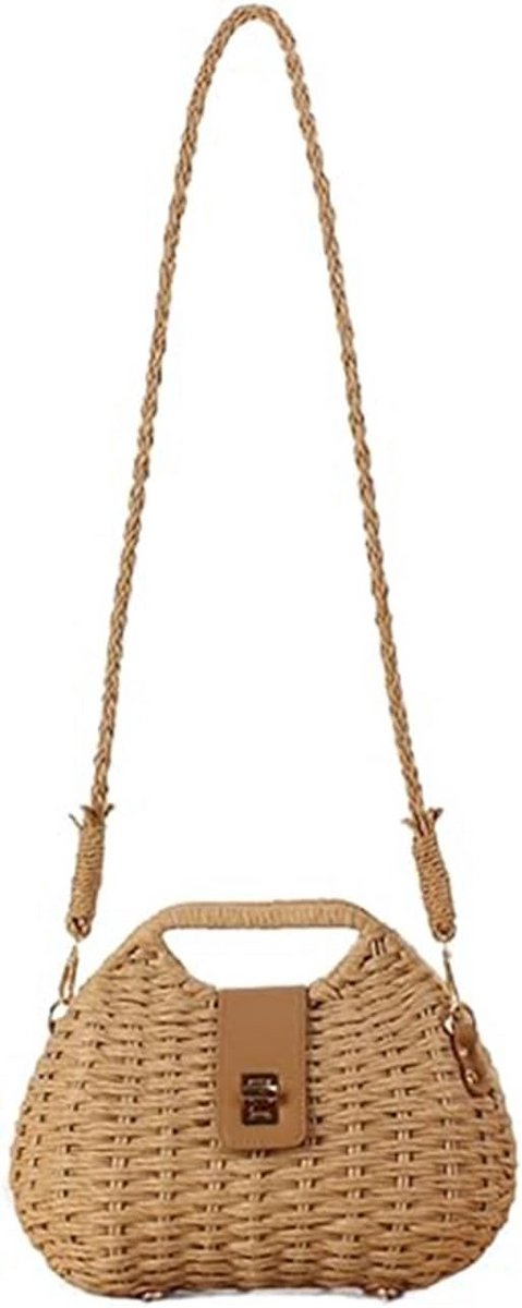 Woven Summer Beach Straw Bag for Women - Handcrafted Basket Purse