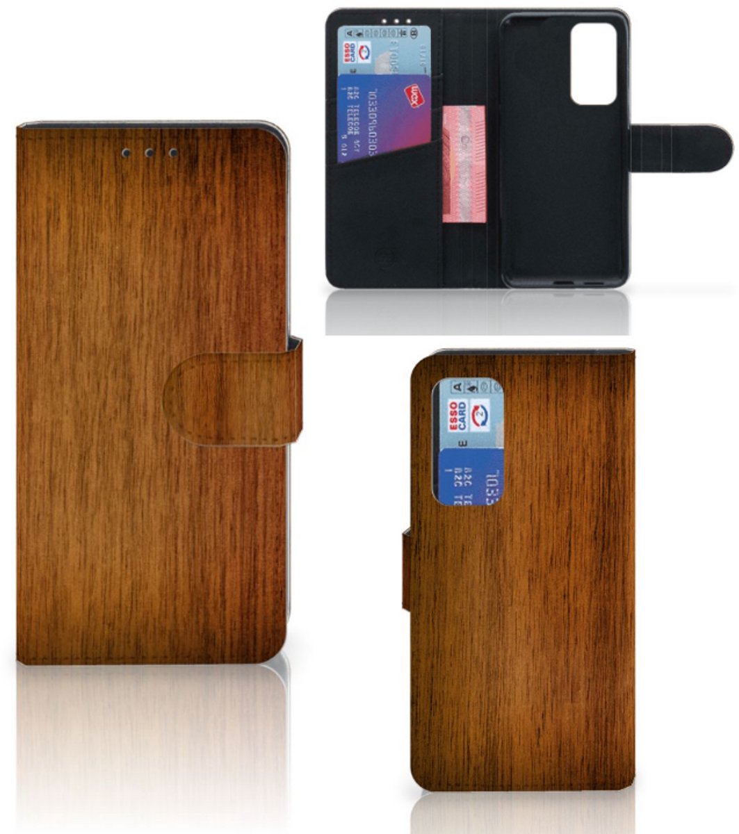 Huawei P40 Book Style Case Donker Hout