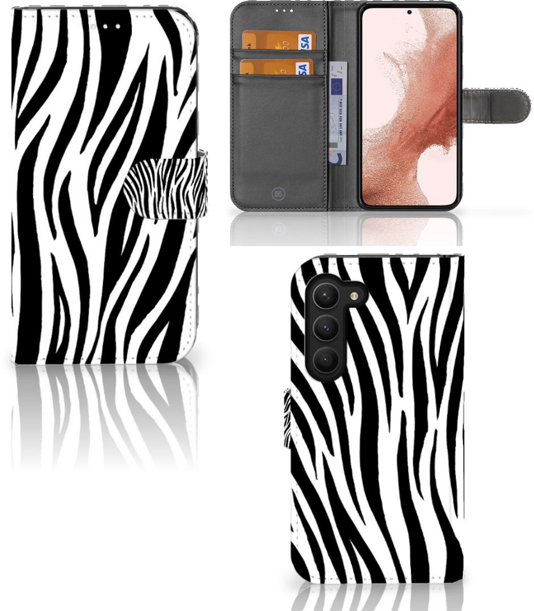 Samsung Galaxy S23 Telefoonhoesje met Pasjes Zebra
