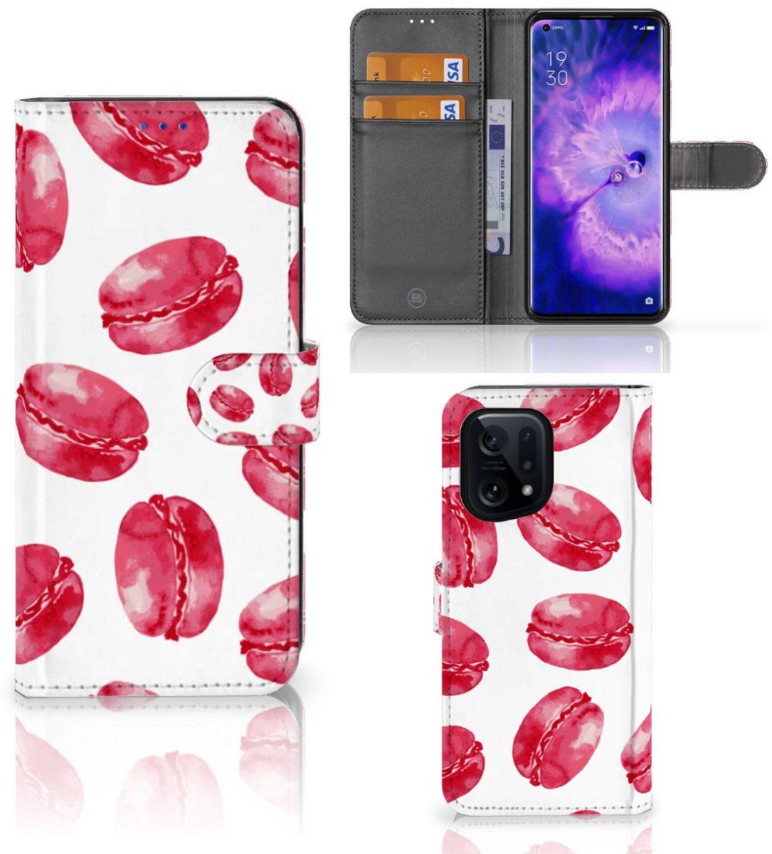 OPPO Find X5 Book Cover Pink Macarons