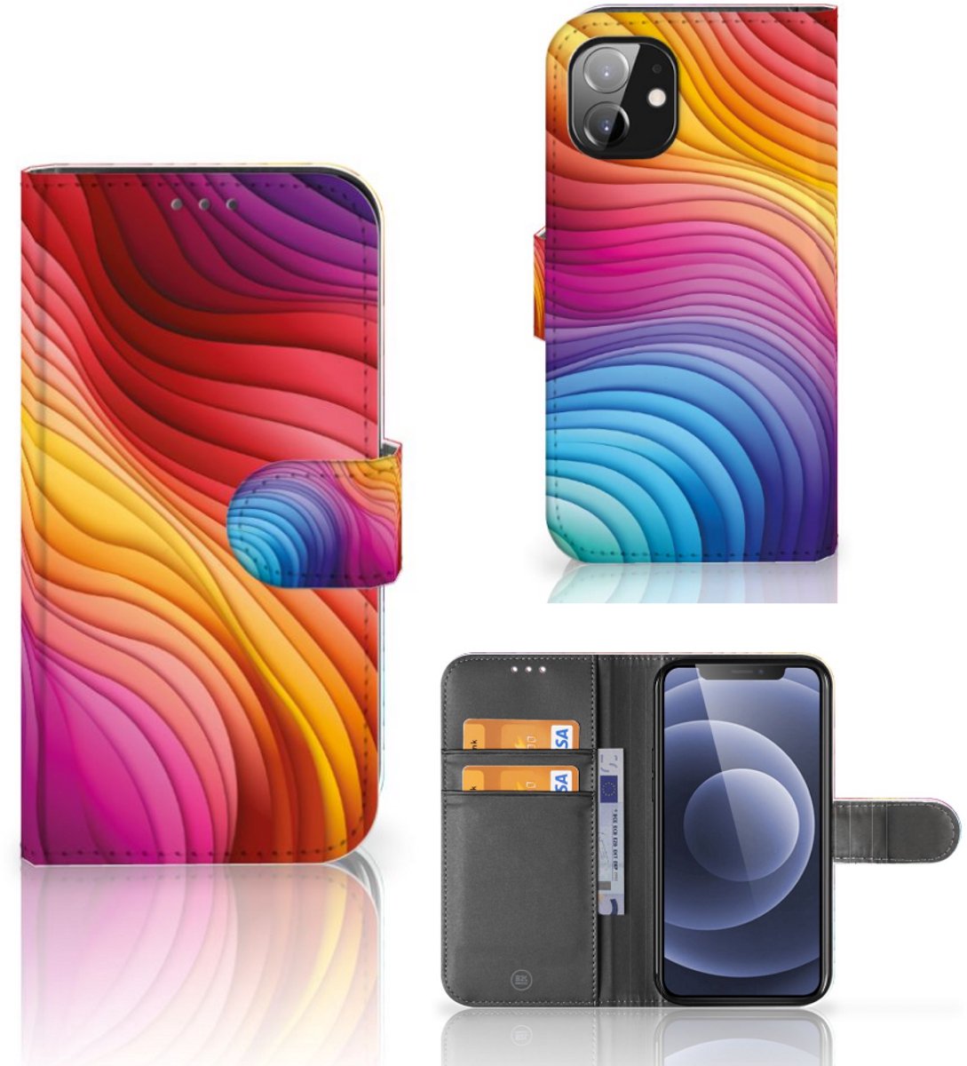 Boekhoesje voor Book Case voor Apple iPhone 12 Mini Regenboog