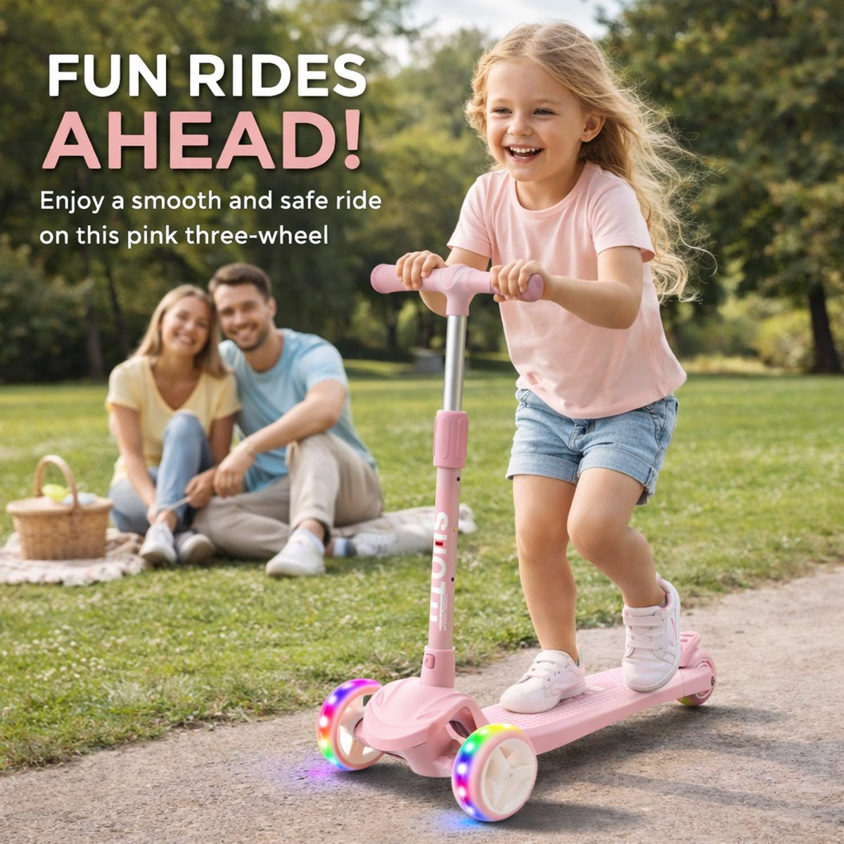 Suotu Kinderstep - Step - 3 Lichtgevende Wielen - EXTRA BREEDE WIELEN - Step 3+ Jaar tot 50kg - Speelgoed Jongens/Meisjes - Roze — afbeelding 2