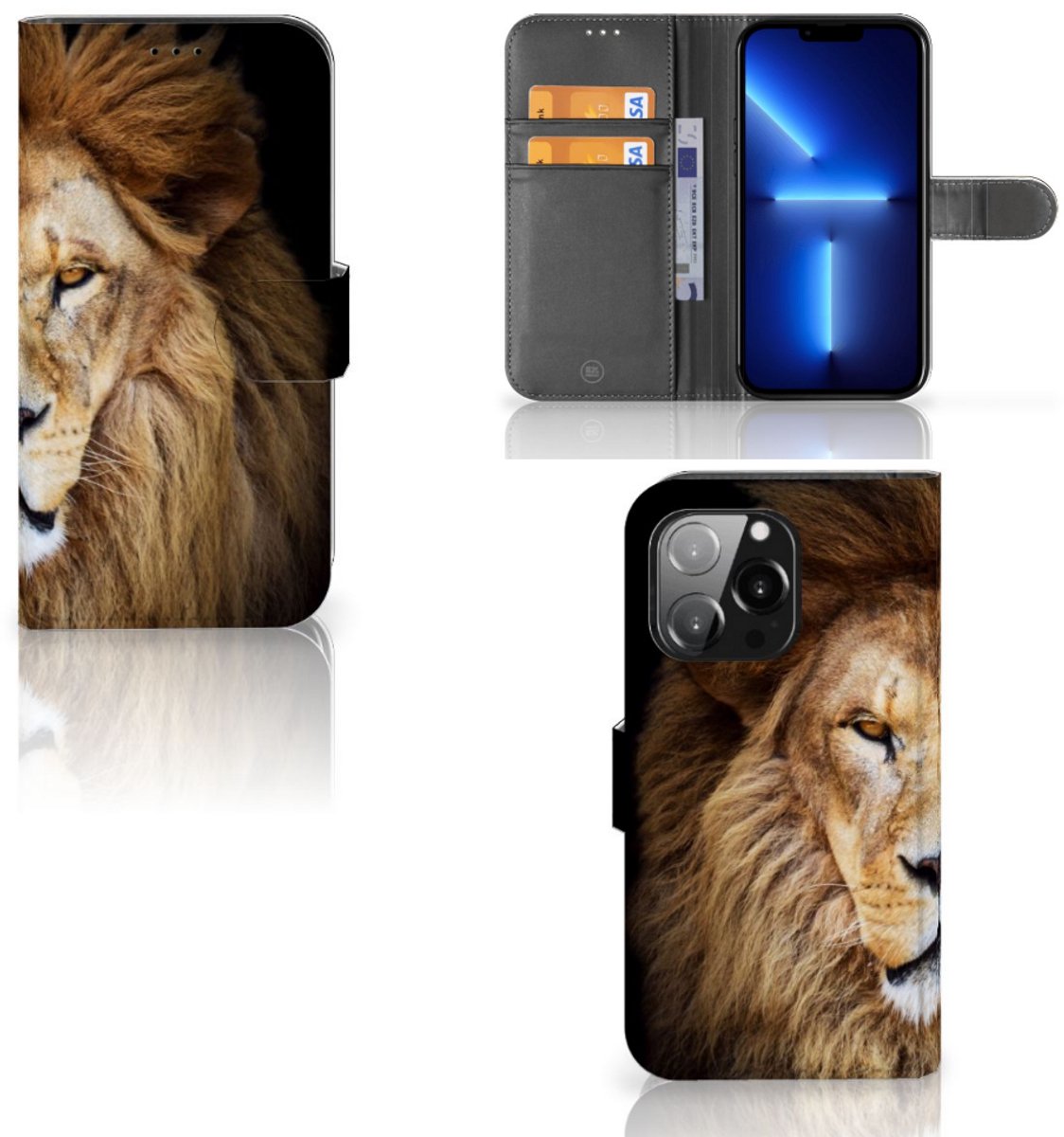 iPhone 13 Pro Telefoonhoesje met Pasjes Leeuw