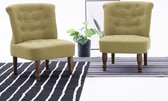 Franse Stoel Stof Groen 2 STUKS / Loungestoel / Lounge stoel / Relax stoel / Chill stoel / Lounge Bankje / Lounge Fauteuil - Luxe Fauteuil