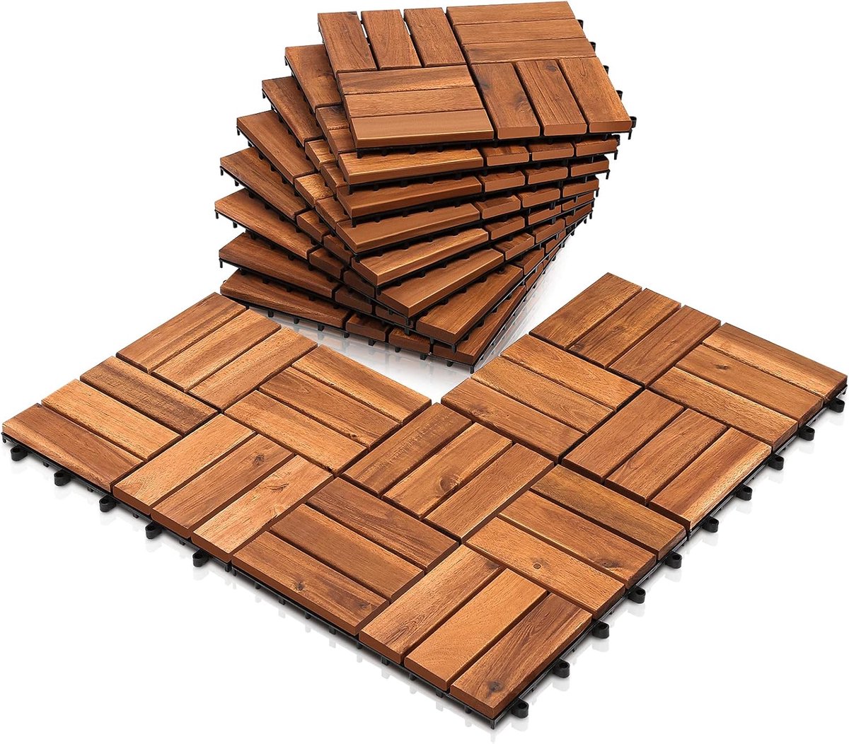 Houten Tegels voor Balkon en Tuin - 30 x 30 cm - 2 m² (22 Stuks)