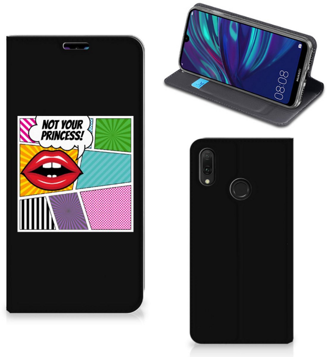 Huawei Y7 hoesje Y7 Pro (2019) Hippe Standcase Popart Princess