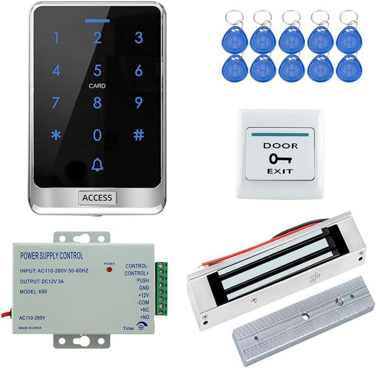 Compleet RFID Touchscreen Toegangscontrolesysteem met Waterdichte functie en Elektrisch Slot