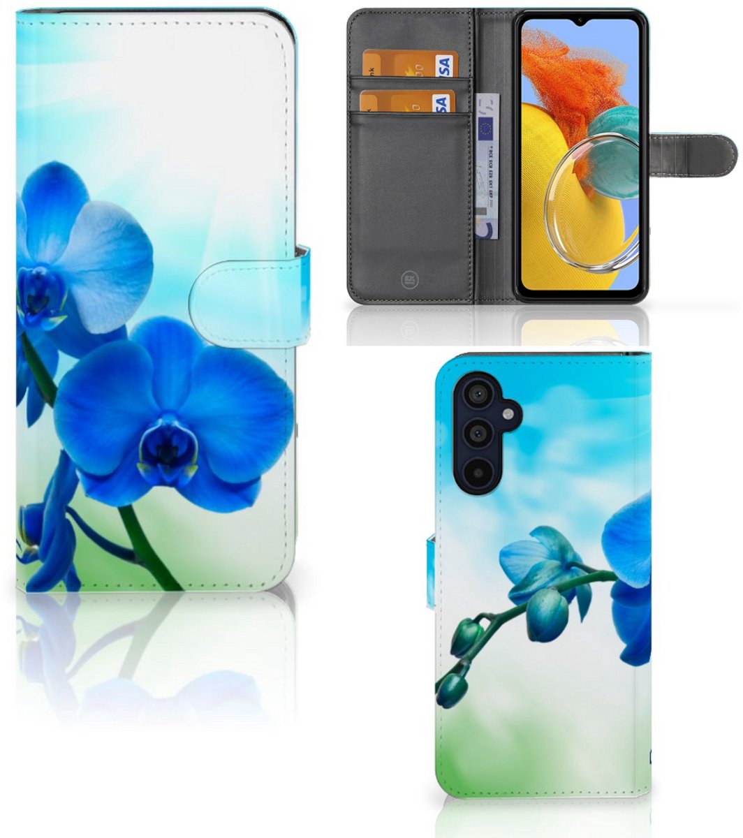 Samsung Galaxy M14 Hoesje Orchidee Blauw - Cadeau voor je Moeder