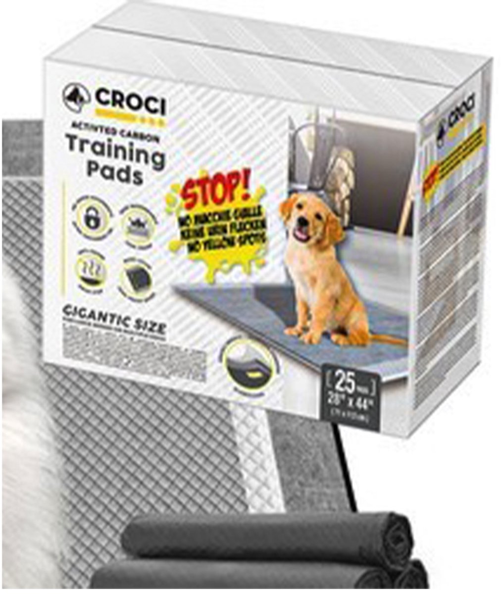 CROCI - PPADS - PUPPYZINDELIJKHEIDSTRAINING OF ... GIANT 71 x 112 cm - 25stuks - anti leak - sterk absorberend met geactiveerde carbon - kleefhoeken - base impermeable - premium kwaliteit