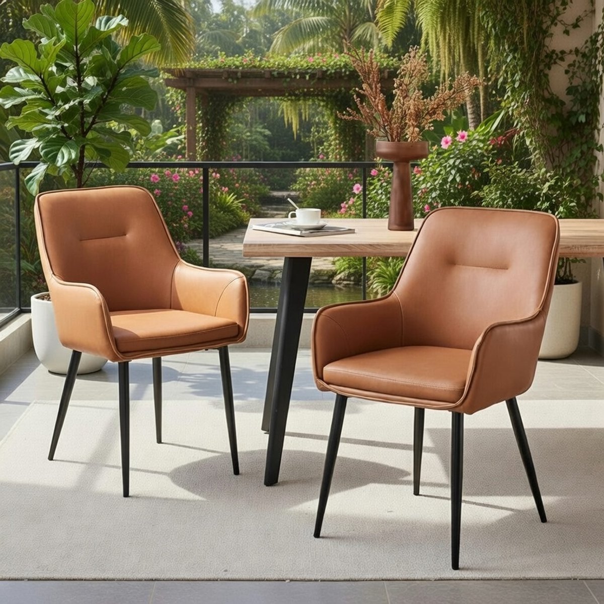 Elegante Eetkamerstoelen Set van 2 - Bruin - Novihome