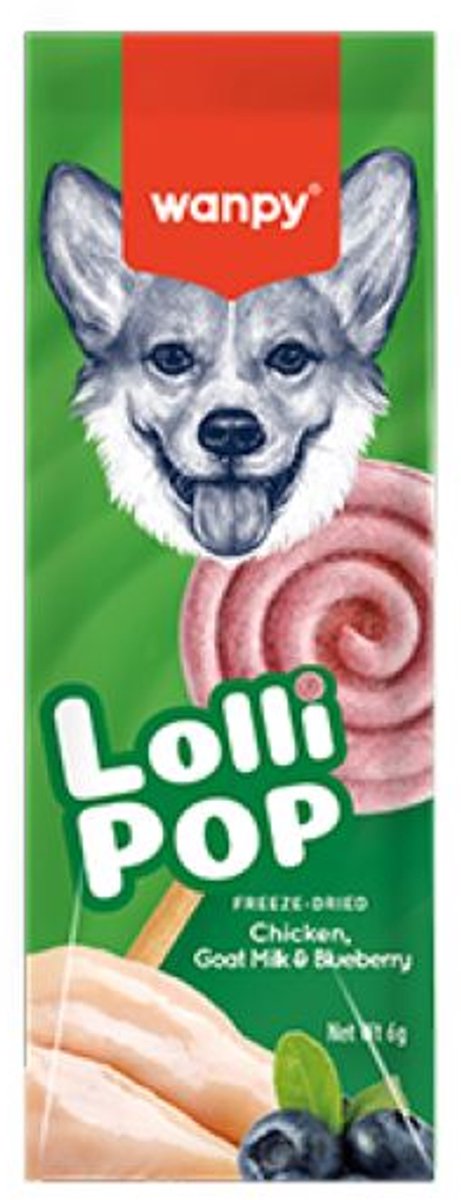 Wanpy - Gevriesdroogde lollipop - lolly - Kip, geitenmelk & bosbessen - 10 stuks