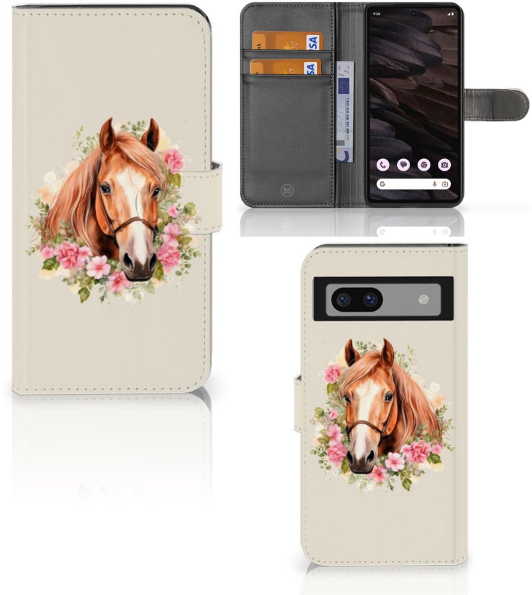 Telefoonhoesje met Pasjes voor Google Pixel 7A Paard