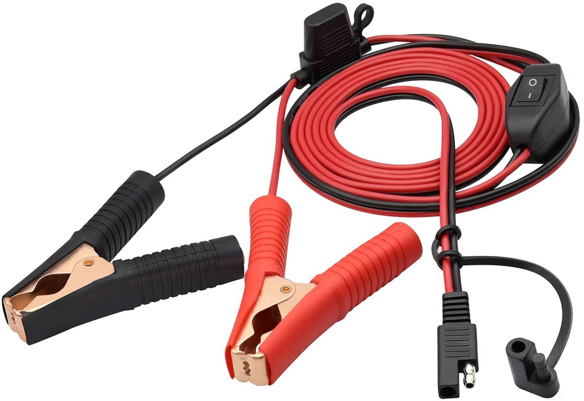 Krokodil Clip Kabel 16 AWG Draaduitrusting naar Batterij Alligator Clip 12V DC Verlengsnoer met Schakelaar en Zekeringkast