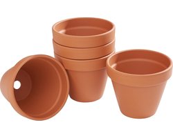 Terracotta Bloempotten Set van 10 - Ø 11 cm - Aardewerk Plantenpotten voor Binnen en Buiten