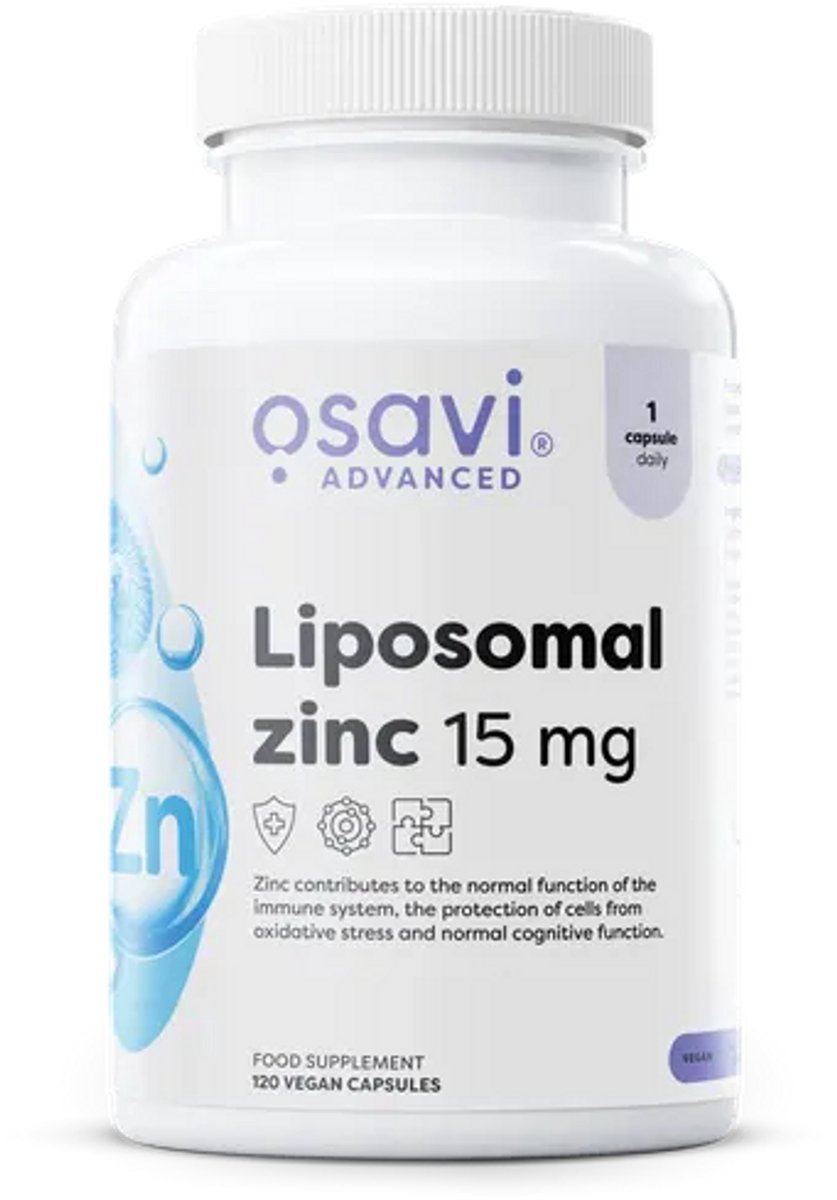 Liposomaal Zink 15 mg – 120 Vegan Capsules – Liposovit®-Zn – Zink Supplement – Hoge Biobeschikbaarheid – Glutenvrij, Lactosevrij & GMO-vrij - Osavi