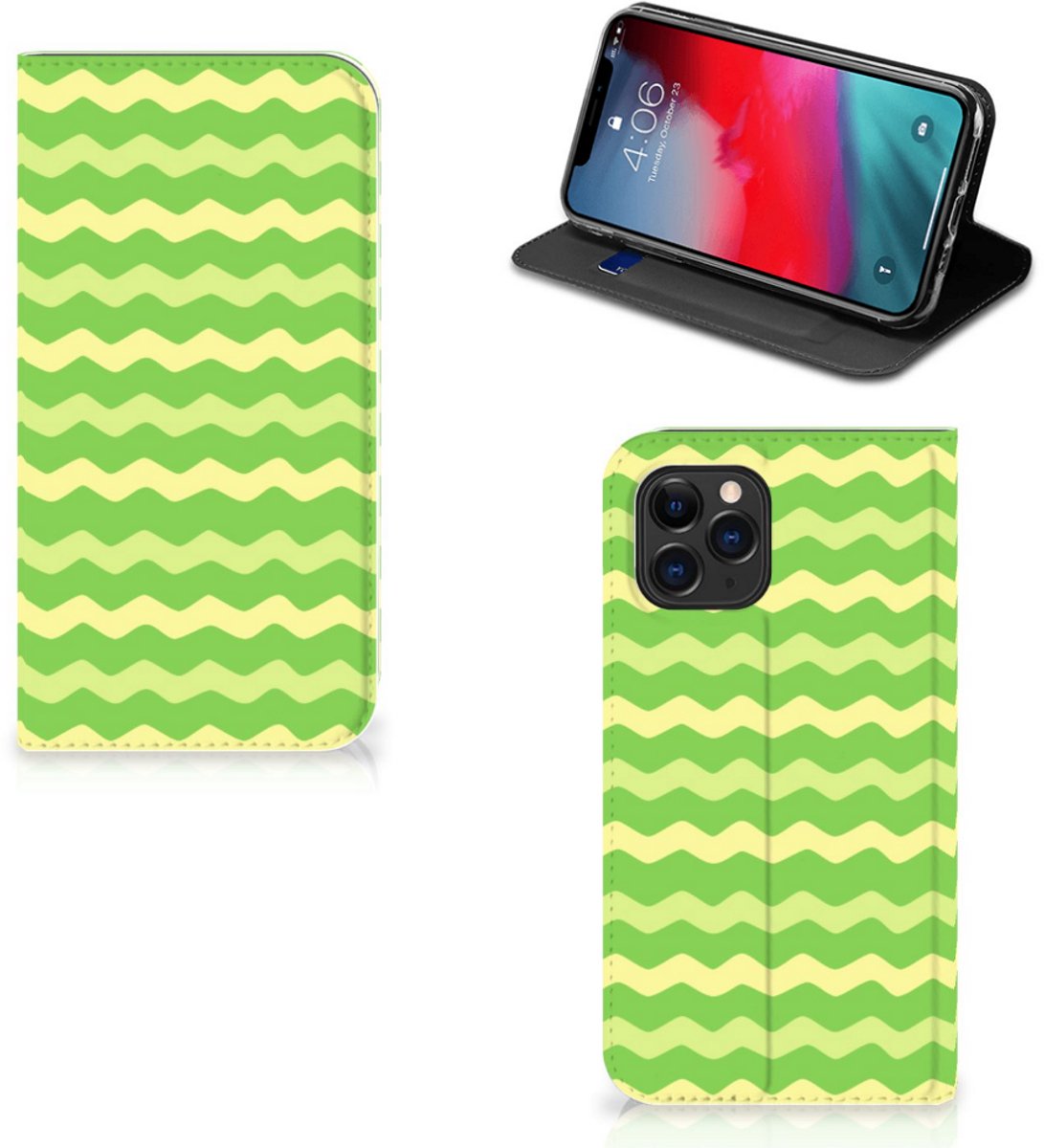 Apple iPhone 11 Pro Hoesje met Magneet Waves Green