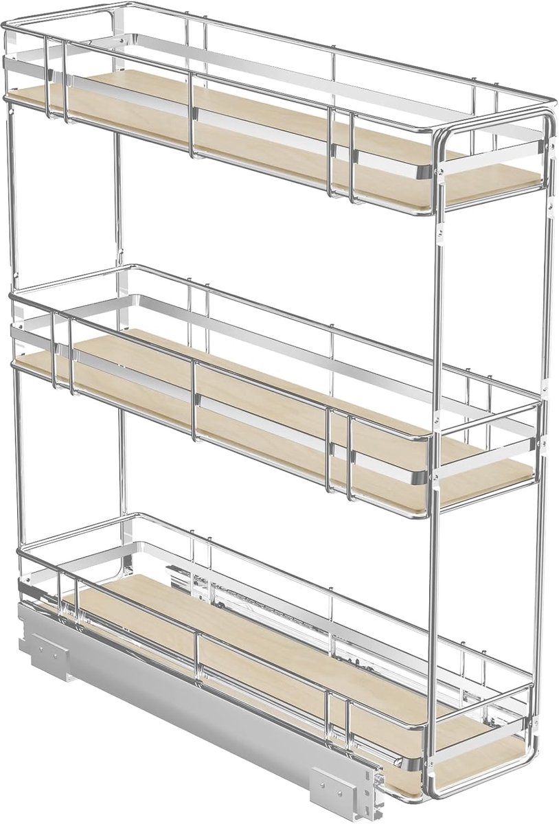 3-Tier Uittrekbare Kastorganizer voor Specerijen - 18 cm Breed