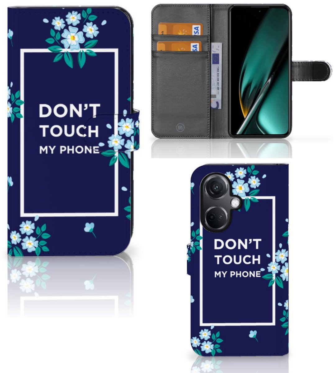 OnePlus Nord CE 3 Portemonnee Hoesje Flowers Blue DTMP