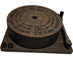 ​Onderzetters Set - Vintage Platenspeler Design - 6 Stuks - 9cm - Retro Woonaccessoires