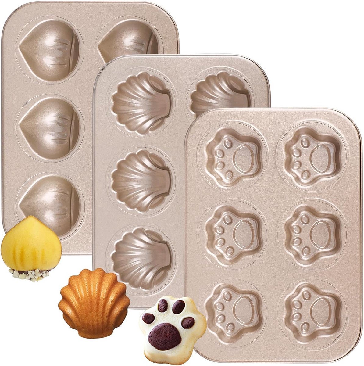 3 stuks muffinvorm met antiaanbaklaag voor cupcakes, brownies en muffins