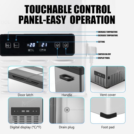 40L Elektrische Compressor Koelbox - Mini Koelkast voor Auto, Vrachtwagen en Thuis, Dubbele Temperatuurregeling van Merkloos — afbeelding 4