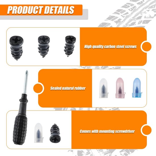 60 Stuks Bandenreparatieset voor Auto, Vrachtwagen, Caravan en Fiets van Merkloos — afbeelding 4