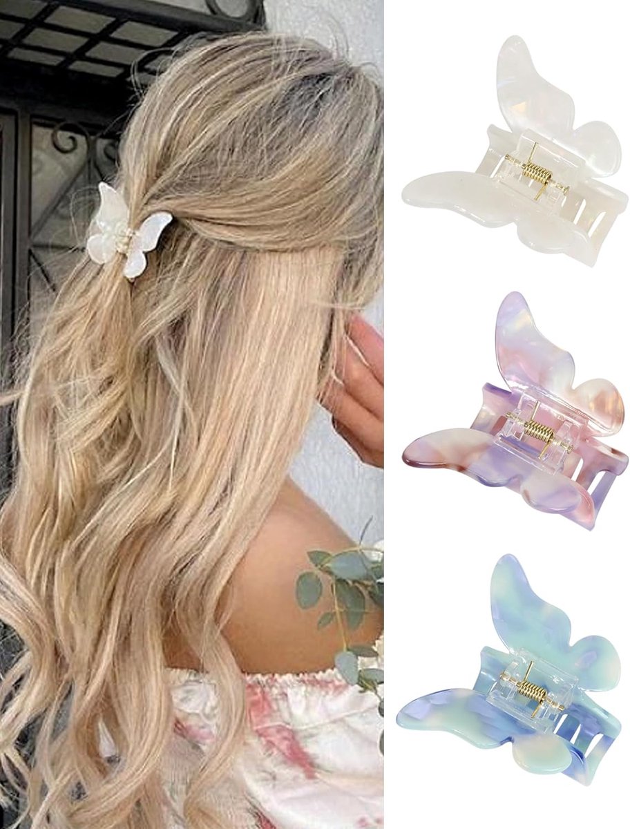 Vlinder haarspeldjes voor meisjes - 3 stuks in gemengde kleuren - Haaraccessoires