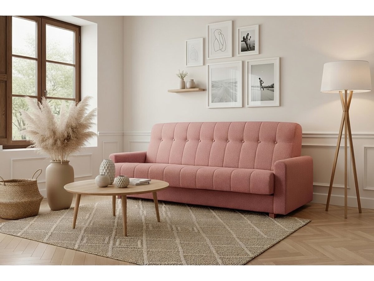 Slaapbank met slaapfunctie 213 × 85 × 92 cm – rood 3-zits slaapbank met opbergruimte, uittrekbaar bed 190 × 115 cm, compacte bank voor woonkamer en studio – Nordic Herbi Comfort – Bellavero