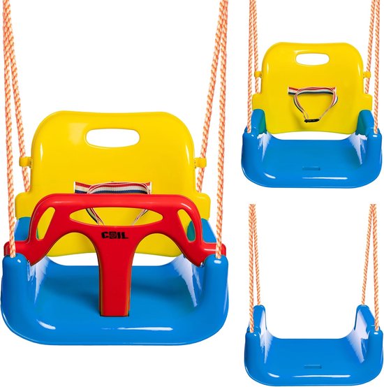 COIL Children's Swing Baby Swing Outdoor 3-in-1 Swing Adjustable Children's Swing Indoor with Backrest, Swing Indoor Children's Swing Seat Toddler Swing (C0348-Blue) — afbeelding 2