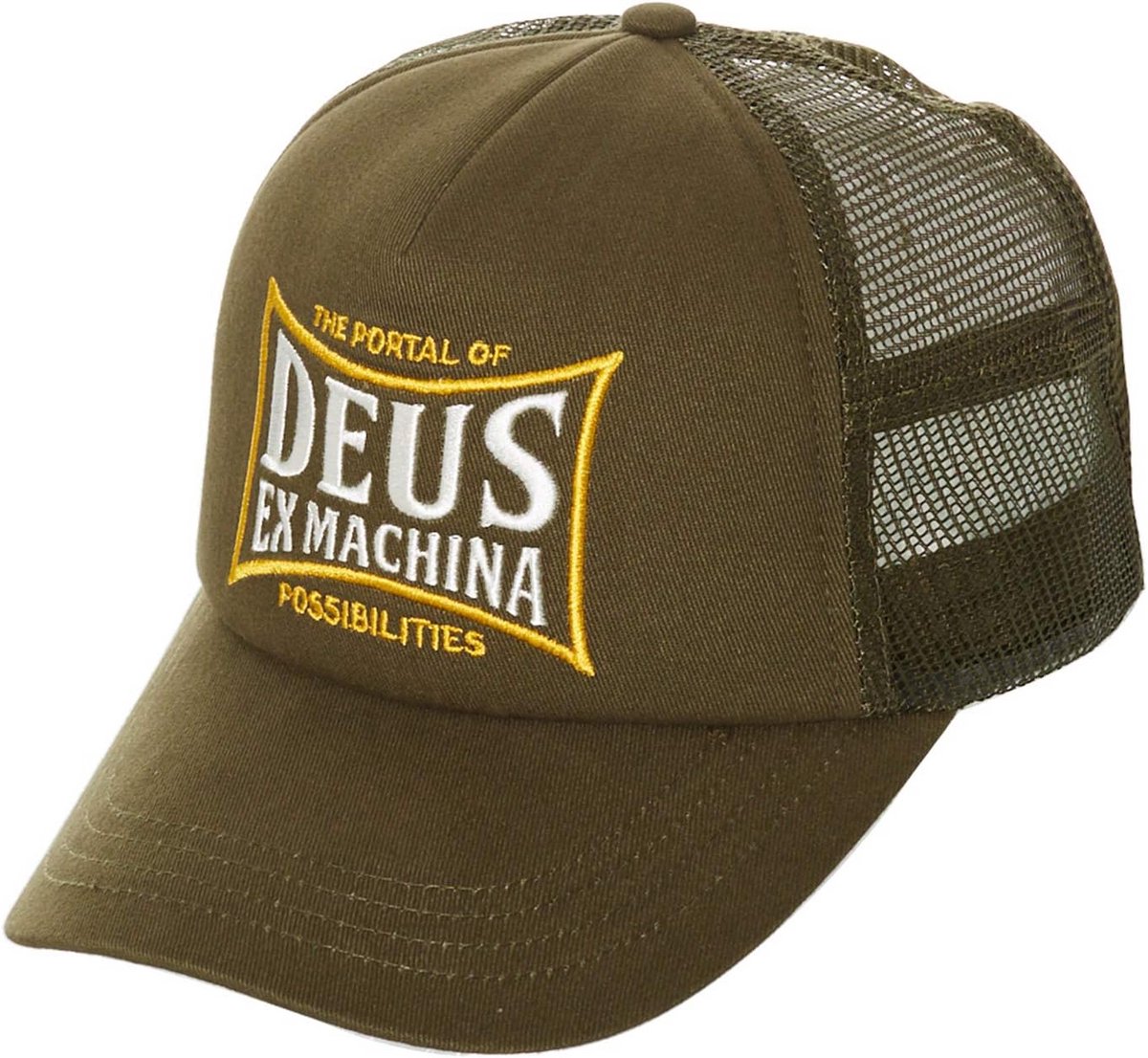 Deus ex machina Twinbox Trucker Cap Bark Maat: one size, olijfgroen, Eén Maat