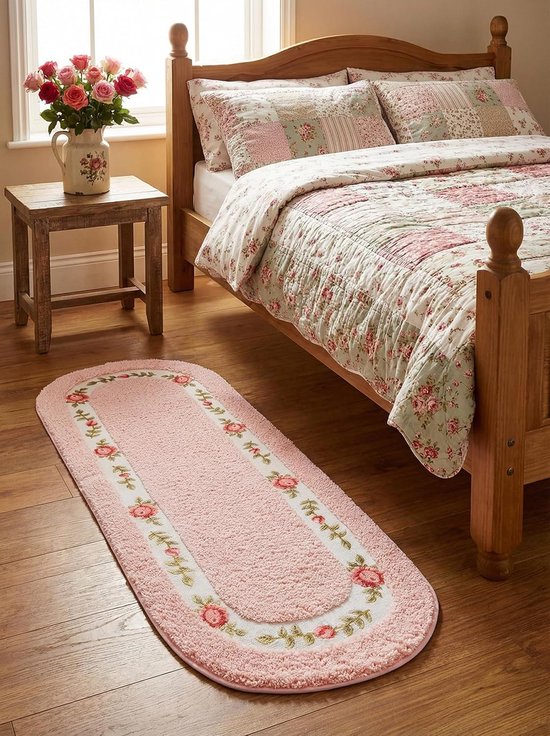 Tapis - Tapis moderne - Imitation cachemire - Tapis lavable - Tapis de cuisine antidérapant - Tapis de couloir - tapis - 45x125cm - Rose - 1 pièce