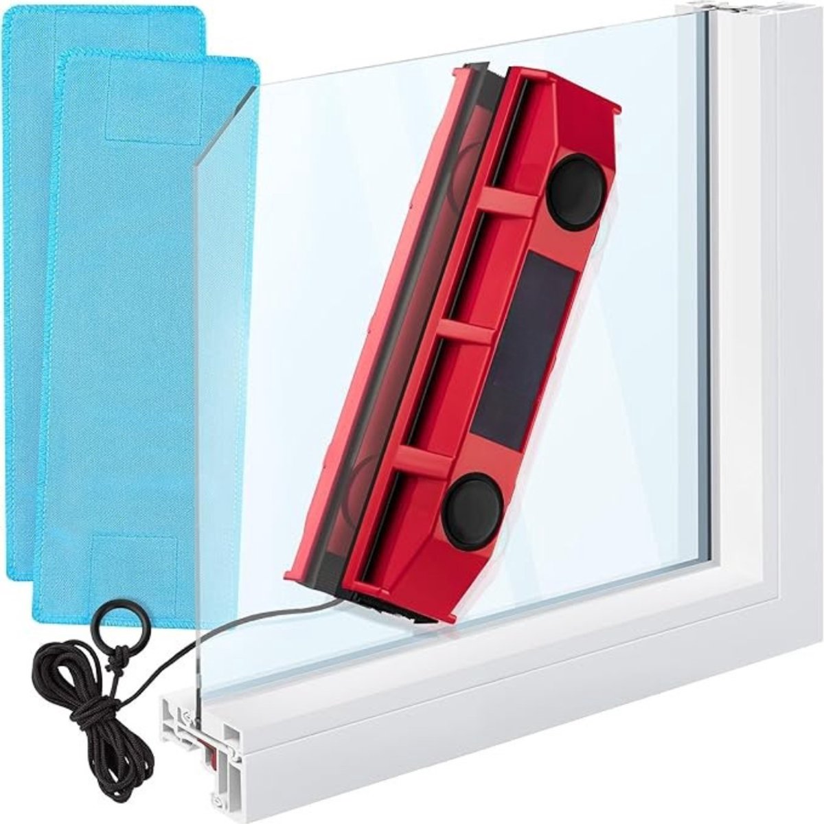 DYNA® Magnetische Ramenwasser - Magnetische Raamwisser Voor Enkel Glas - Ruitenreiniger – Glasreiniger – Rood- ‎24cm x 5cm x 8 cm
